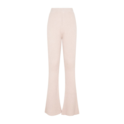 Shop Peserico Flare Knit Rib Pant Pants In Nude &amp; Neutrals
