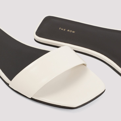 The Row Off-white Combo Slide Sandals In Nude &amp; Neutrals