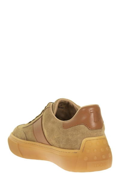Shop Tod's Suede Sneakers In Camel