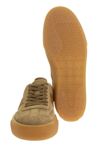 Shop Tod's Suede Sneakers In Camel