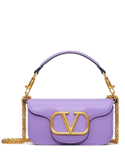 Shop Valentino Garavani Loco' Small Leather Shoulder Bag In Lilac