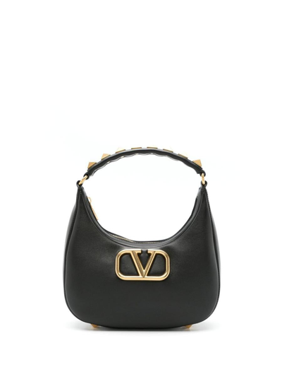 Shop Valentino Garavani Stud Sign Leather Hobo Bag In Black