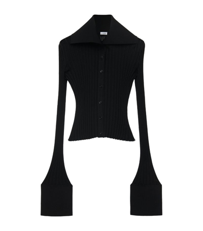 Shop Loewe Structured Cuff Cardigan In Black