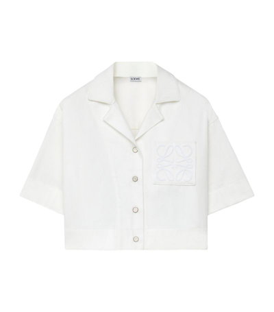 Shop Loewe Denim Cropped Pyjama Shirt In White