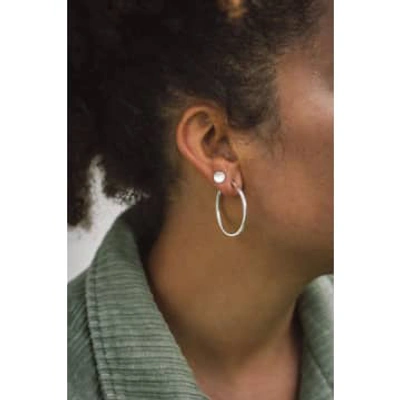 Shop Clare Elizabeth Kilgour Medium Hoop Earrings In Silver In Metallic