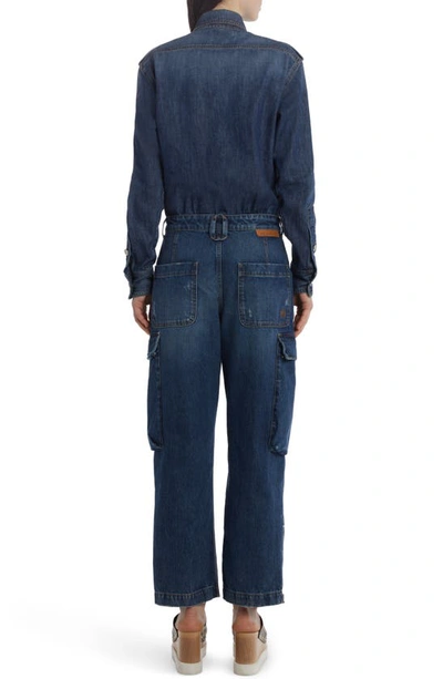 Shop Stella Mccartney Tapered Leg Cargo Jeans In Dark Blue
