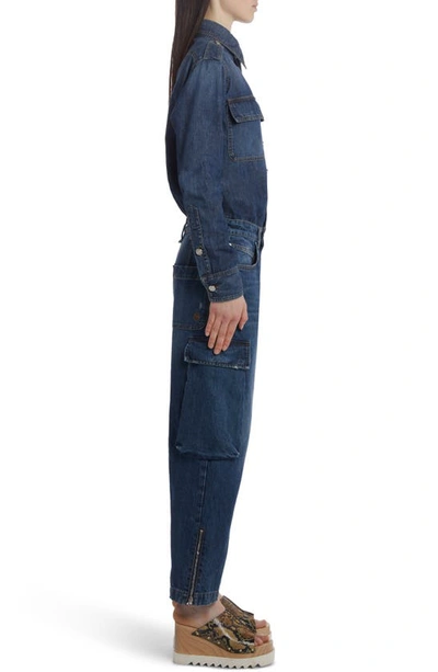 Shop Stella Mccartney Tapered Leg Cargo Jeans In Dark Blue