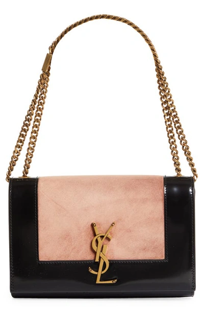 Shop Saint Laurent Small Kate Colorblock Shoulder Bag In Peach Flower/ Noir