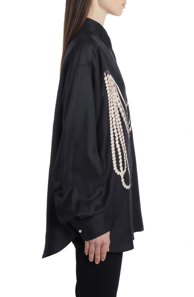 Shop Stella Mccartney Pearl Graphic Silk Blouse In Black Multicolor