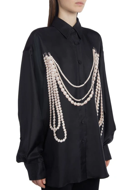 Shop Stella Mccartney Pearl Graphic Silk Blouse In Black Multicolor