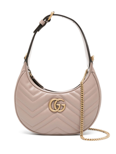 Shop Gucci Neutral Gg Marmont Mini Leather Shoulder Bag In Neutrals
