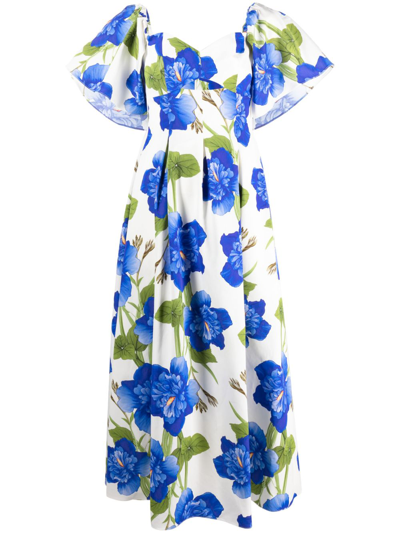 Shop Borgo De Nor Blue Floral Print Dress - Women's - Recycled Polyester/cotton/viscose In Weiss