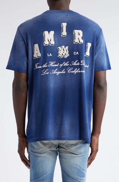 Shop Amiri Collegiate Logo Graphic T-shirt In Blue