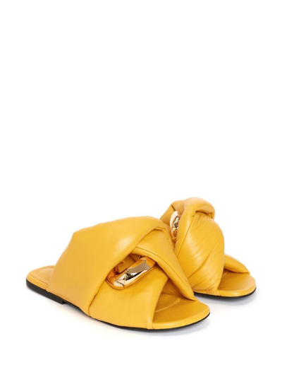 Jw Anderson Chain Twist Leather Flats In Yellow