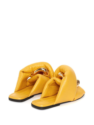 Jw Anderson Chain Twist Leather Flats In Yellow