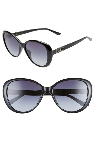 Shop Jimmy Choo Amira 57mm Gradient Cat Eye Sunglasses In Black/ Dkgrey Gradient