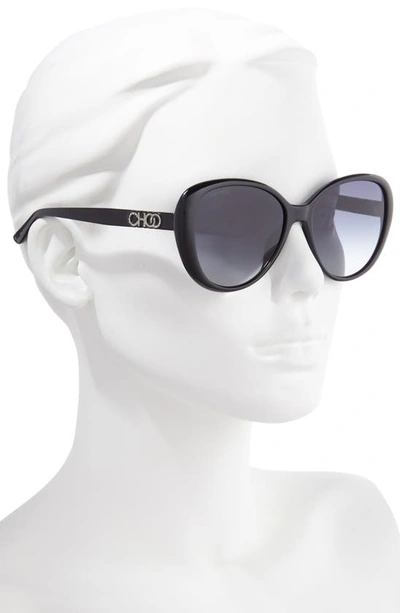 Shop Jimmy Choo Amira 57mm Gradient Cat Eye Sunglasses In Black/ Dkgrey Gradient