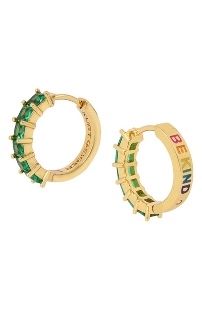 Shop Kurt Geiger Crystal Huggie Hoop Earrings In Emerald