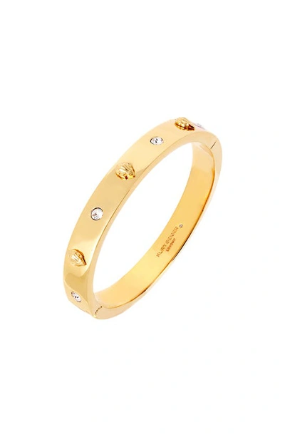 Shop Kurt Geiger Crystal Hinge Bangle In Shiny Gold