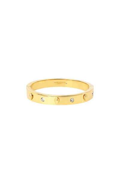 Kurt Geiger Crystal-embellished Eagle-head Brass Bangle In Shiny Gold
