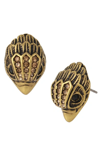 Shop Kurt Geiger Eagle Stud Earrings In Antique Gold