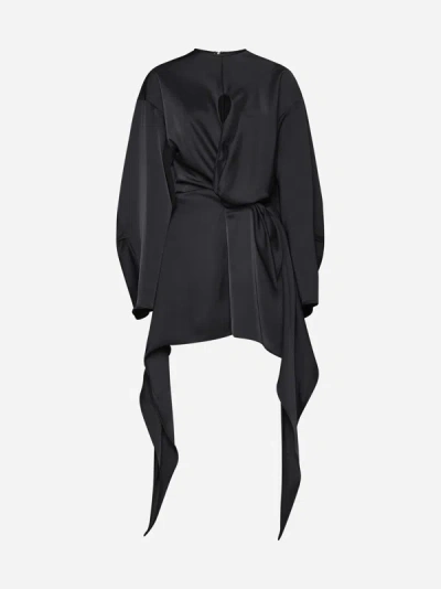 Shop Attico Louie Satin Mini Dress In Black