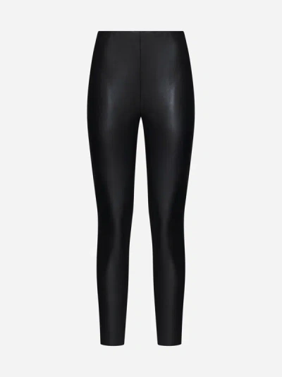 Shop Wolford Jo Faux Leather And Jersey Leggings In Black