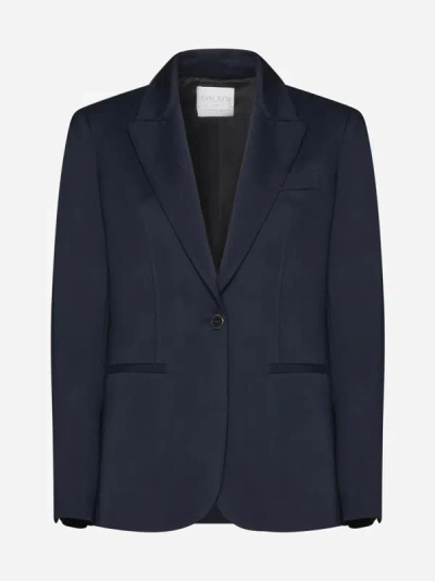 Shop Forte Forte Viscose And Wool Single-breasted Blazer In Midnight Blue