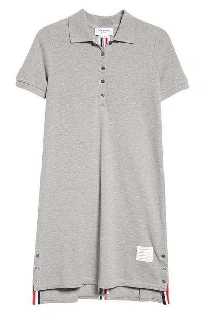 Shop Thom Browne Stripe Piqué Polo Dress In Light Grey