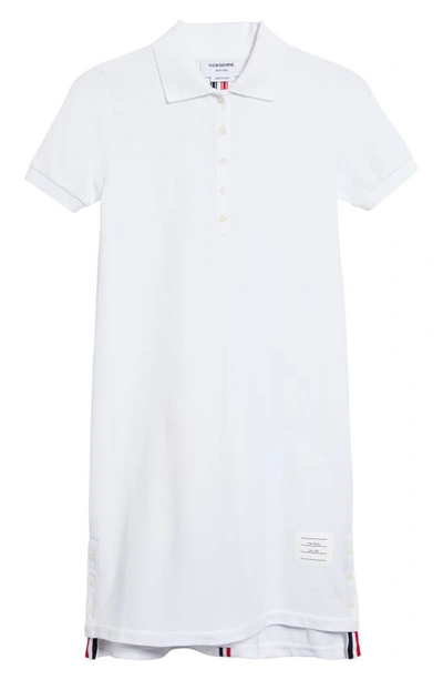 Shop Thom Browne Stripe Piqué Polo Dress In White