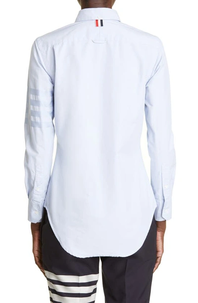 Shop Thom Browne Cotton Button-down Shirt In Light Blue