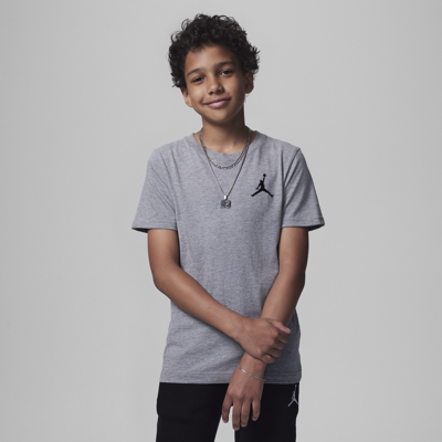 Shop Jordan Jumpman Air Big Kids' Embroidered T-shirt In Grey