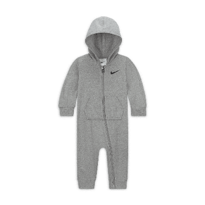 Shop Nike Essentials Hooded Coverall Baby Coverall In Grey