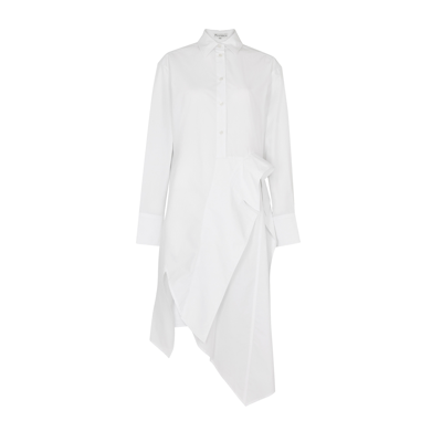 Shop Jw Anderson Asymmetric Cotton-poplin Shirt Dress In White