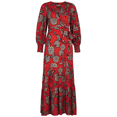 Shop Alice And Olivia Lyla Printed Tunic Maxi Dress In Red
