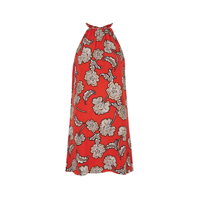 Shop Alice And Olivia Quinn Printed Halterneck Mini Dress In Red
