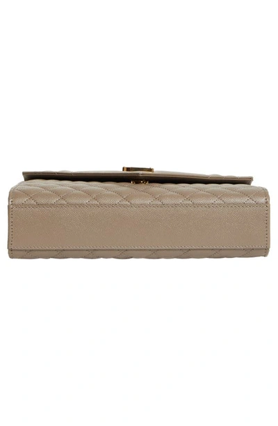Shop Saint Laurent Medium Cassandra Quilted Leather Envelope Bag In Greyish Brown