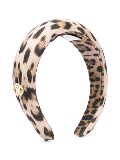 Shop Roberto Cavalli Junior Leopard-print Hair Band In Neutrals