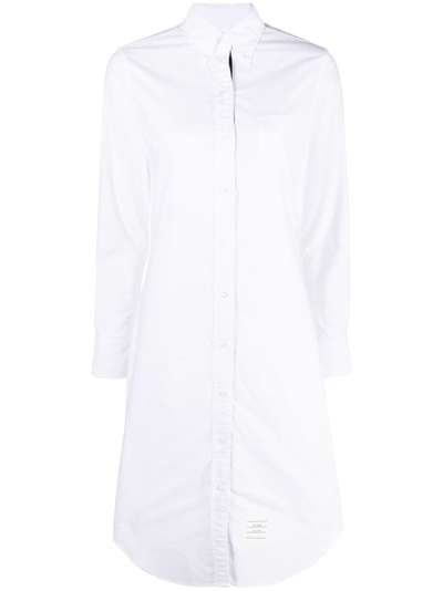 Shop Thom Browne Buttoned Cotton Shirt Dress In White