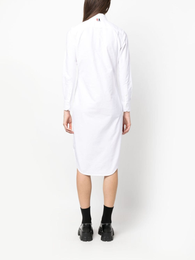Shop Thom Browne Buttoned Cotton Shirt Dress In White