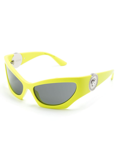 Shop Versace Medusa Cat-eye Sunglasses In Yellow