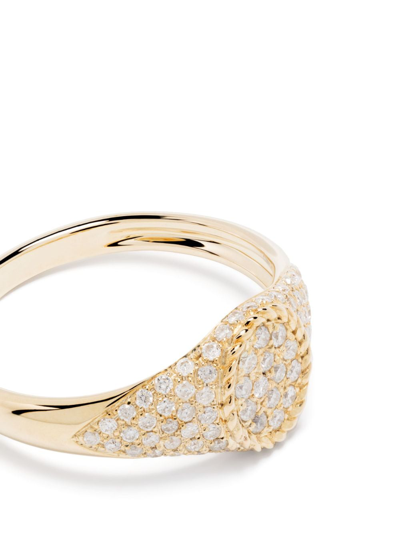 Shop Yvonne Léon 9kt Yellow Gold Baby Chevalier Diamond Signet Ring