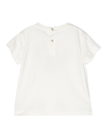 Roberto Cavalli Junior Floral-embroidery Cotton T-shirt In White