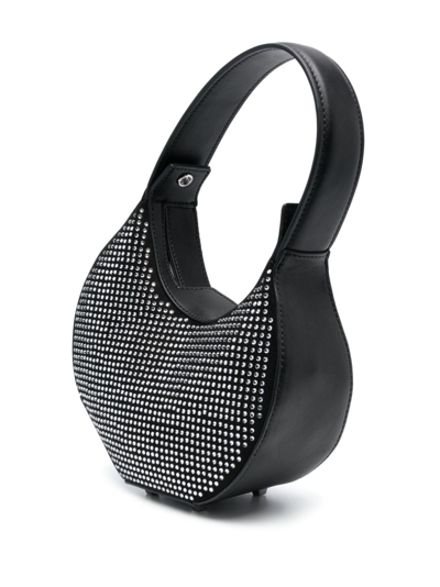 Patrizia Pepe Rhinestone-embelished Bangle Tote Bag In Black