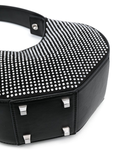 Patrizia Pepe Rhinestone-embelished Bangle Tote Bag In Black