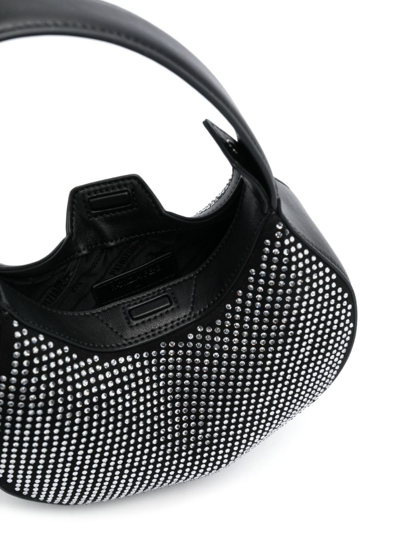 Patrizia Pepe Rhinestone-embelished Bangle Tote Bag In Black