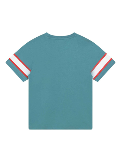 Shop Dkny Logo-patch Organic Cotton T-shirt In Blue