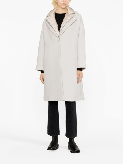 Herno Layered Wool-blend And Quilted Coat In Neutrals