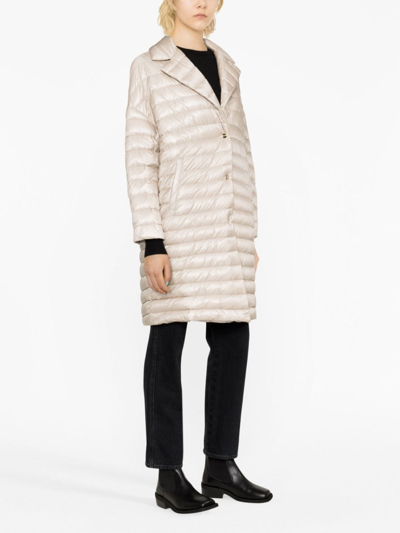 Herno Layered Wool-blend And Quilted Coat In Neutrals