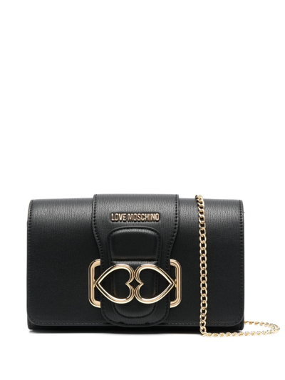 Shop Love Moschino Logo-plaque Crossbody Bag In Black